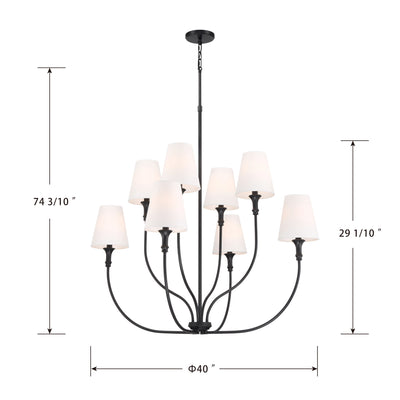 38.25'' Mairbourne Matte Black 8 Light Chandelier