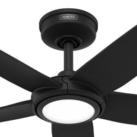 52 inch Zentech Wi-Fi ENERGY STAR® Matte Black Damp Rated Ceiling Fan with LED Light Kit and Handheld Remote