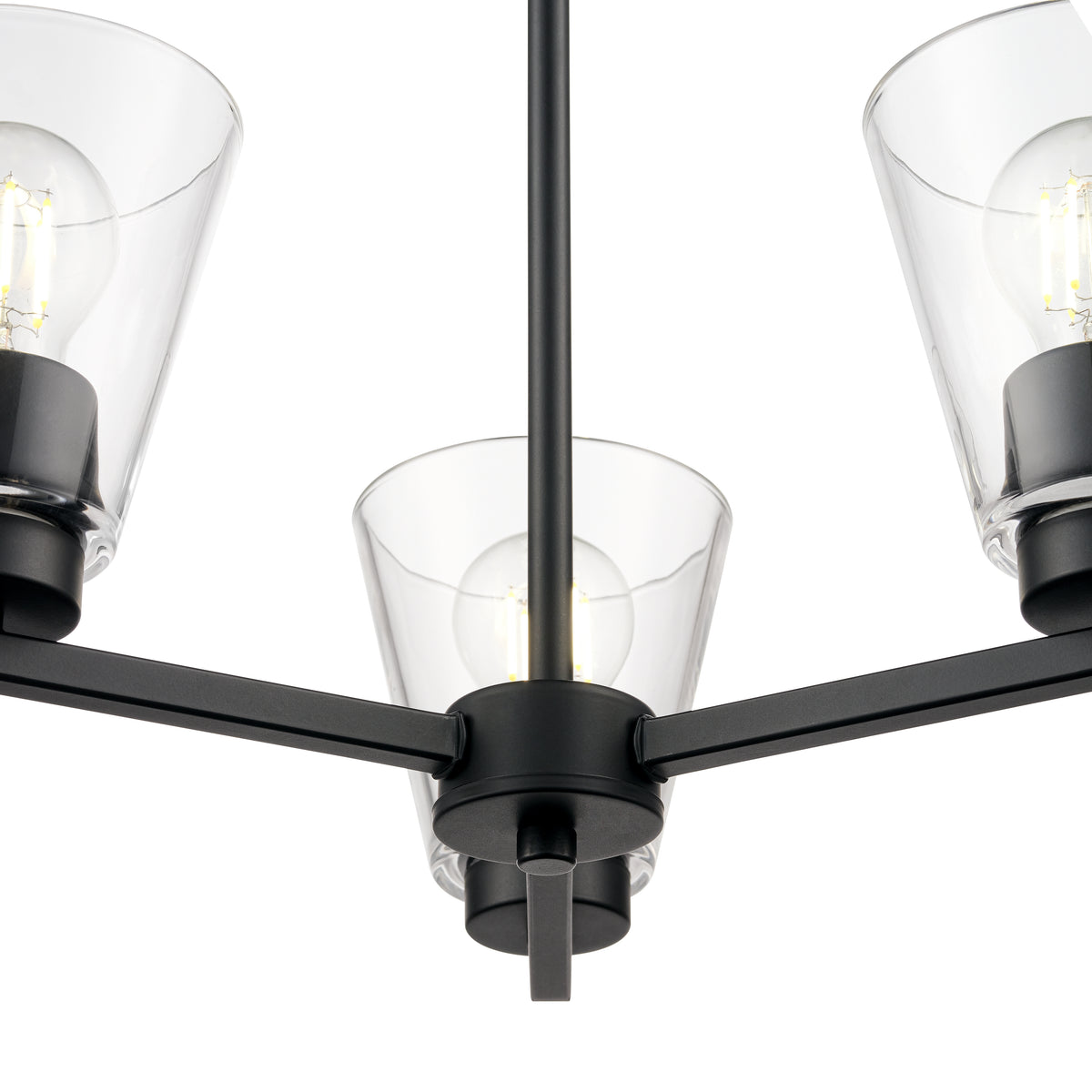 15'' Strayhan Matte Black 3 Light Chandelier