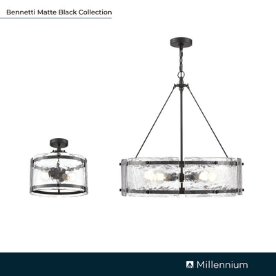 25'' Bennetti Matte Black 5 Light Pendant