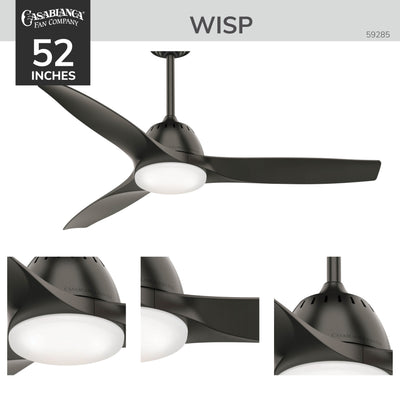 Casablanca 52 inch Wisp Noble Bronze Ceiling Fan with LED Light Kit and Handheld Remote