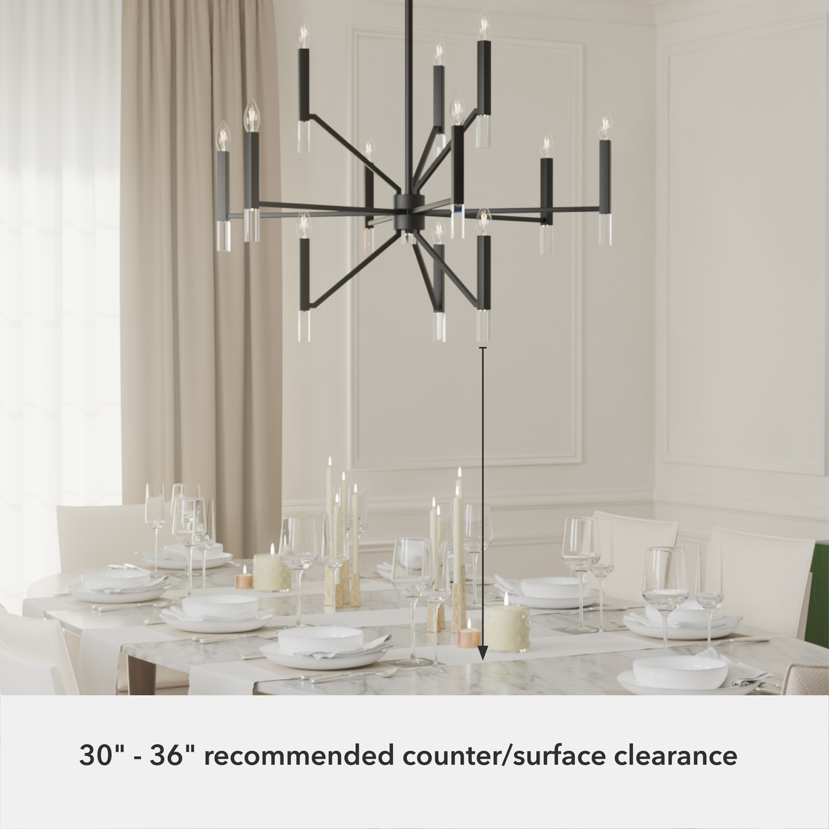 Sunjai 40-inch 12-light Matte Black Chandelier