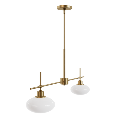 Getty 52-inch 2-light Luxe Gold Linear Chandelier with Cased White Glass