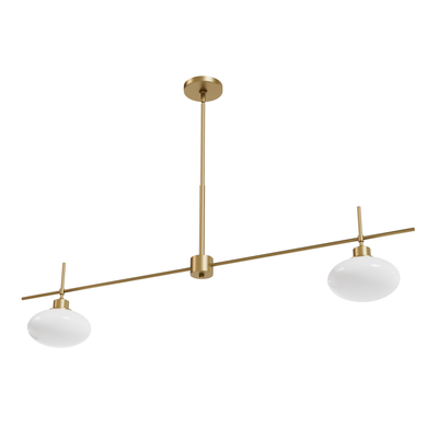 Getty 52-inch 2-light Luxe Gold Linear Chandelier with Cased White Glass