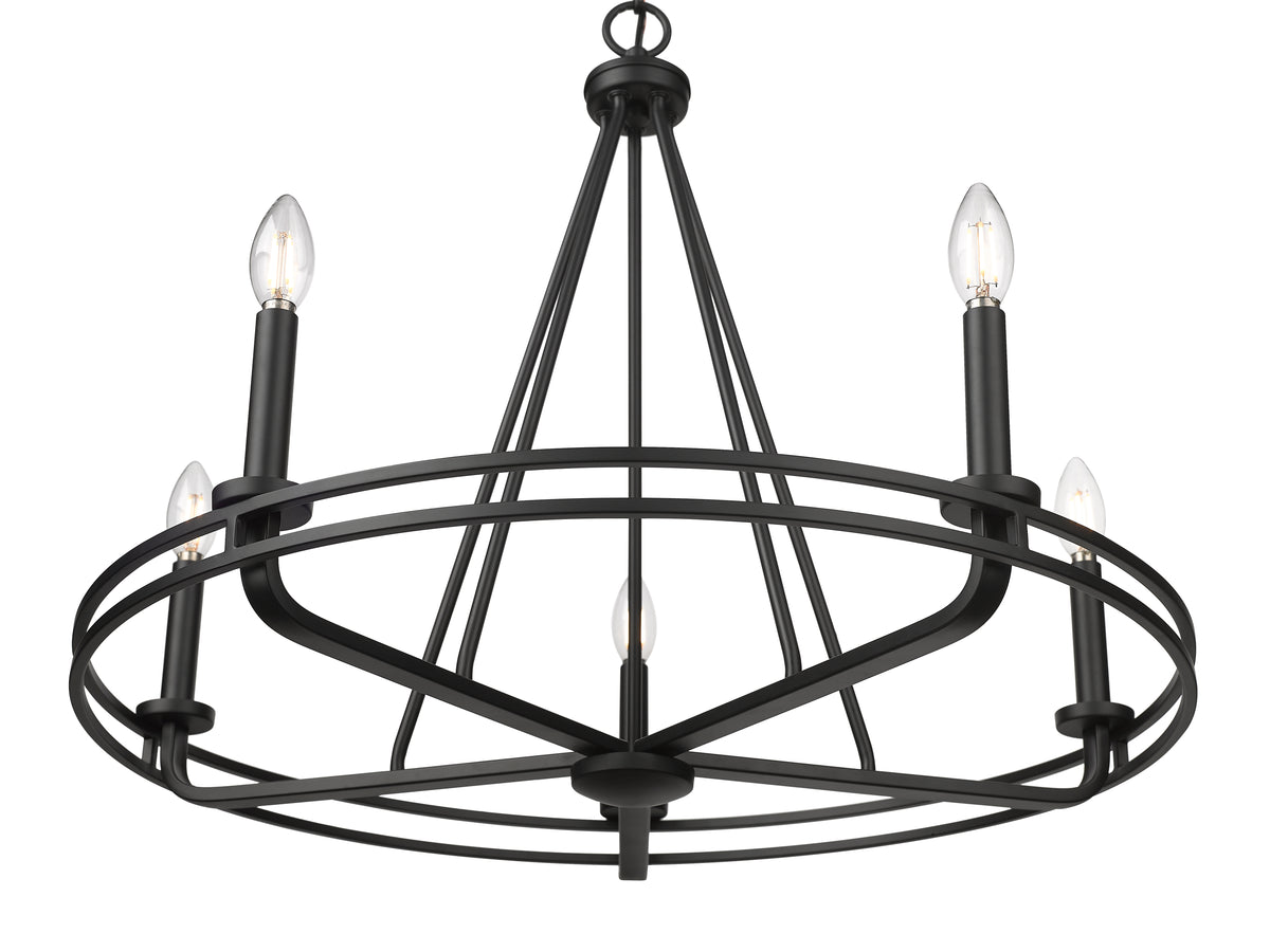 23'' Jody Matte Black 5 Light Chandelier