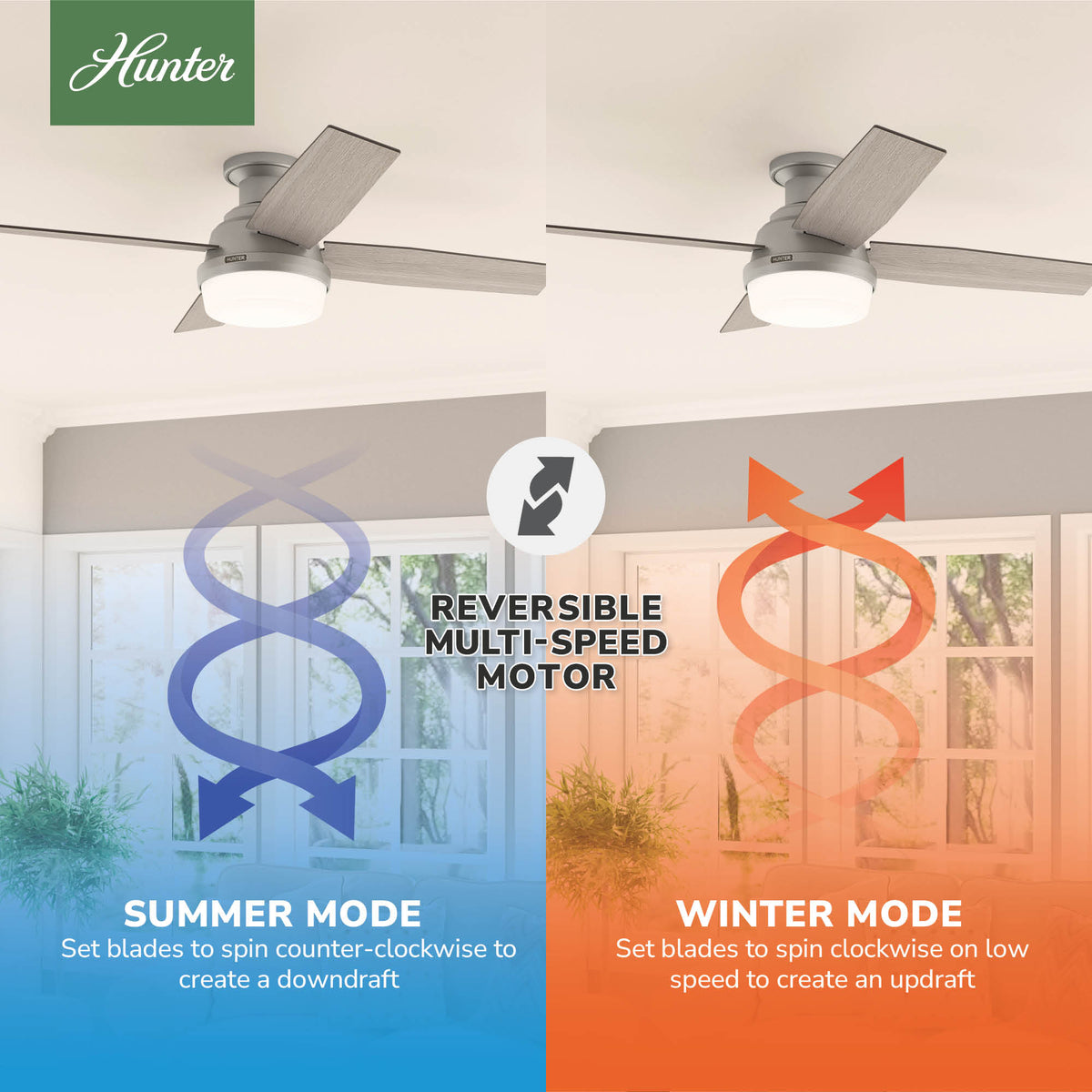 52 inch Dempsey Matte Silver Low Profile Ceiling Fan with LED Light Kit and Handheld Remote