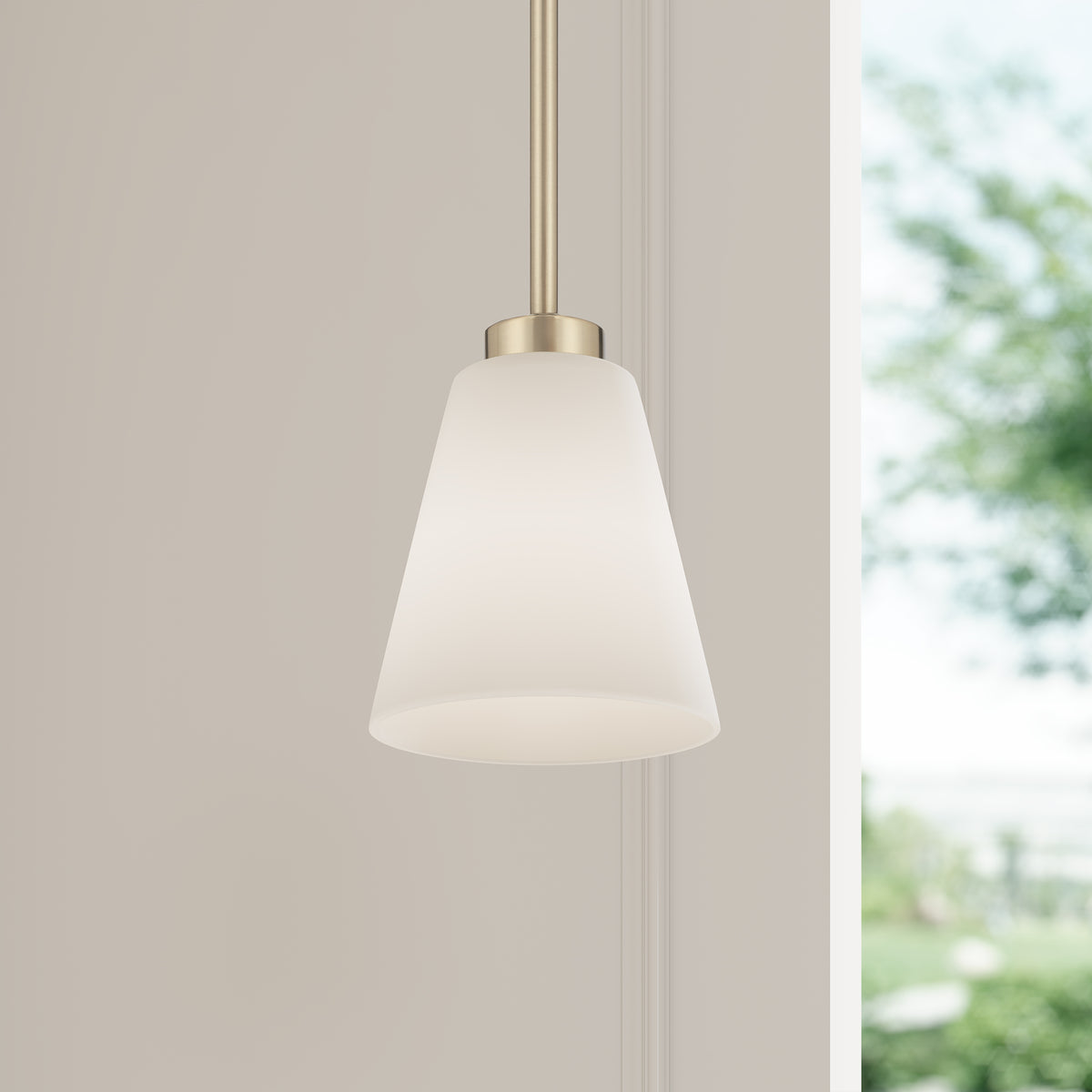 5.75-inch Strayhan Modern Gold 1-Light White Frosted Glass Pendant Light