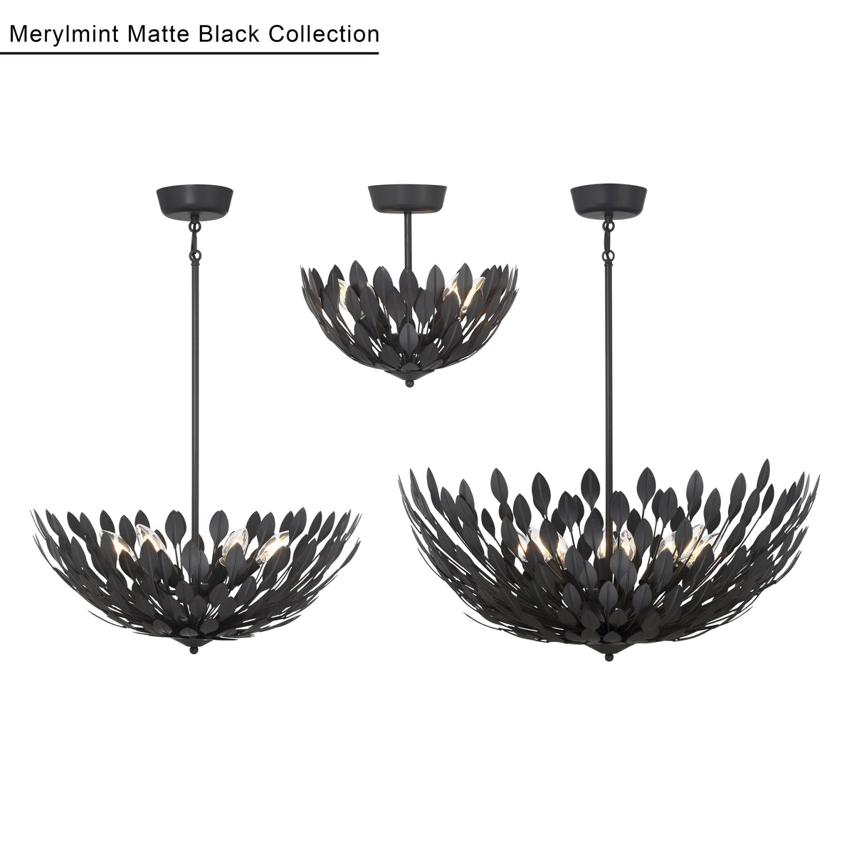 12.75'' Merylmint Matte Black 4 Light Semi-Flush Mount
