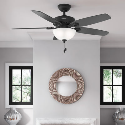 52 inch Builder Matte Black Ceiling Fan with LED Light Kit