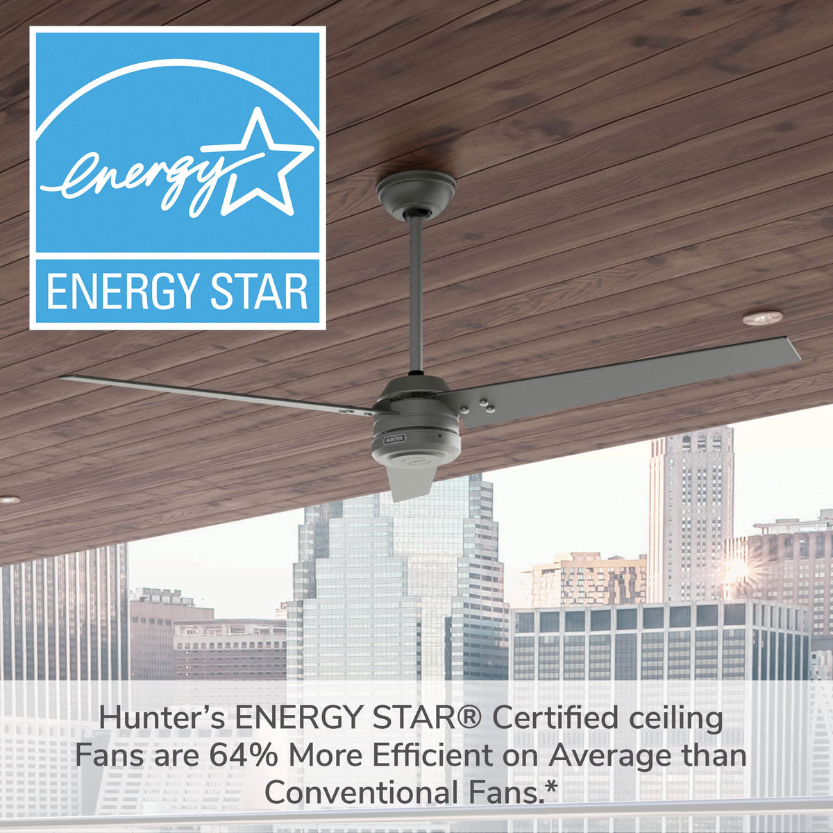60 inch Cassius ENERGY STAR® Matte Silver Damp Rated Ceiling Fan and Wall Control