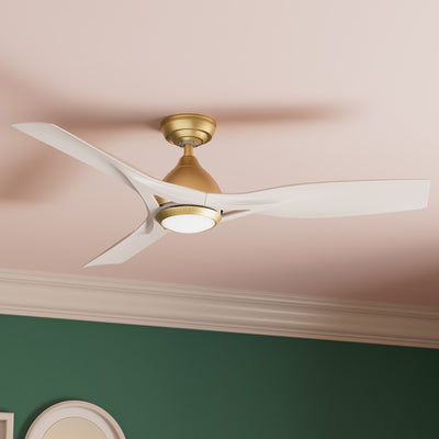 Casablanca 54 inch Elise ENERGY STAR® Alturas Gold Damp Rated Ceiling Fan with LED Light Kit and Wall Control and Handheld Remote