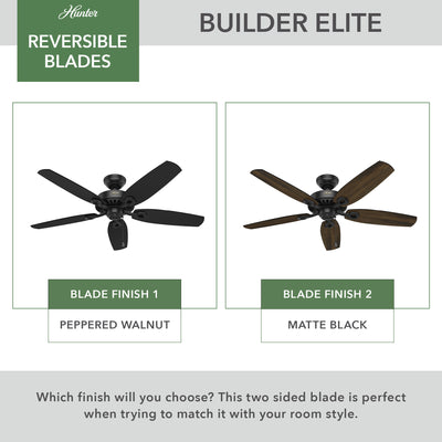52 inch Builder Matte Black Ceiling Fan and Pull Chain