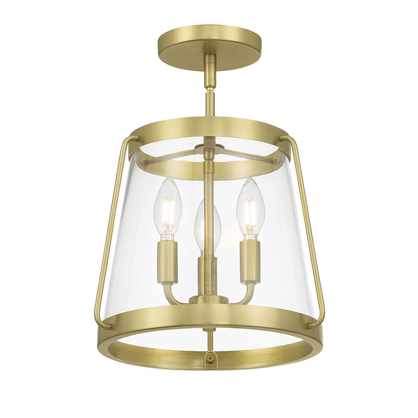 15.25'' Adabella Vintage BrassClear 3 Light Semi-Flush Mount