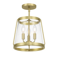 15.25'' Adabella Vintage BrassClear 3 Light Semi-Flush Mount