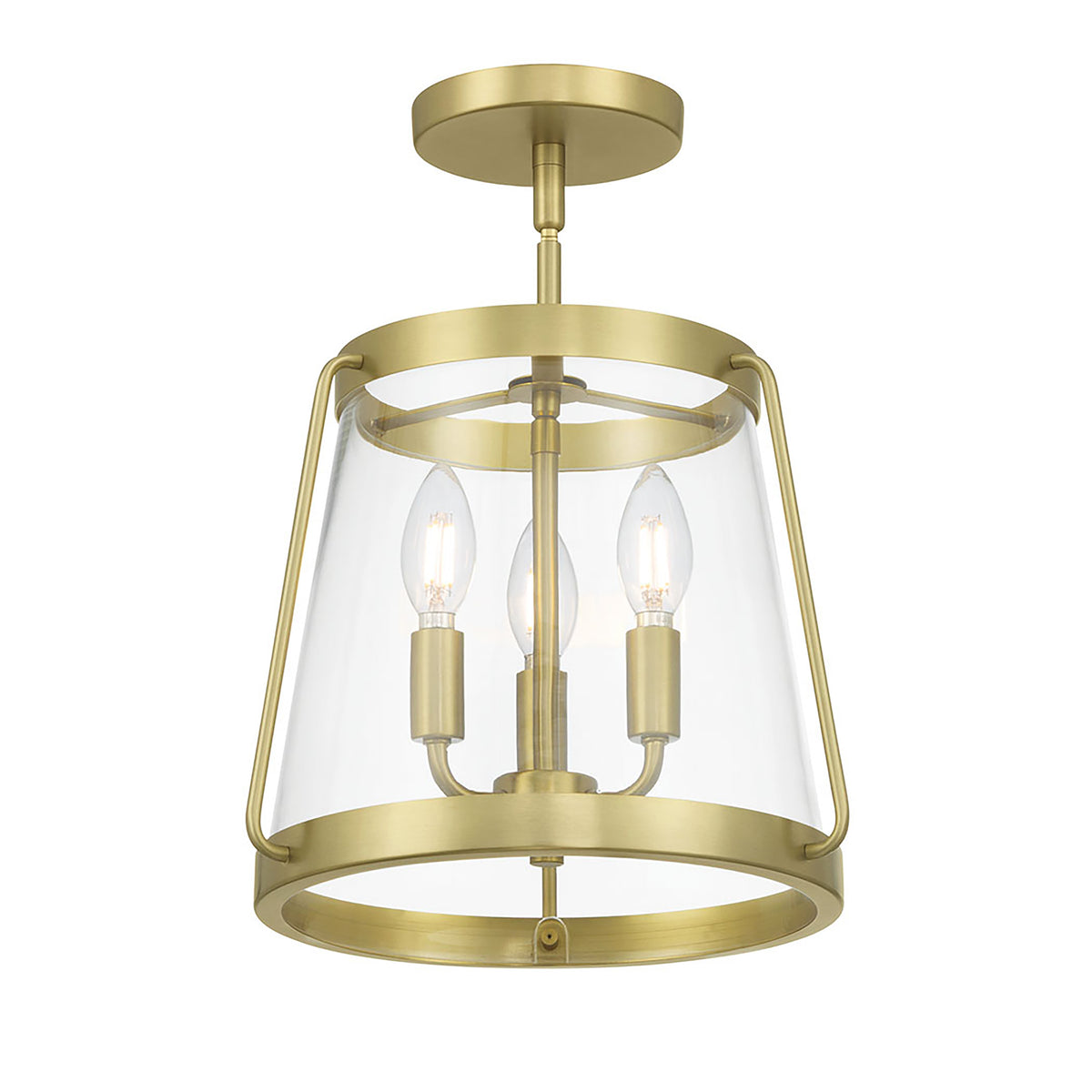 15.25'' Adabella Vintage BrassClear 3 Light Semi-Flush Mount