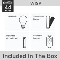 Casablanca 44 inch Wisp Painted Pewter Ceiling Fan with LED Light Kit and Handheld Remote