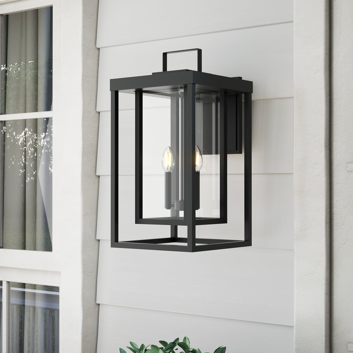 10'' McDonough Powder Coated Black 2 Light Lantern