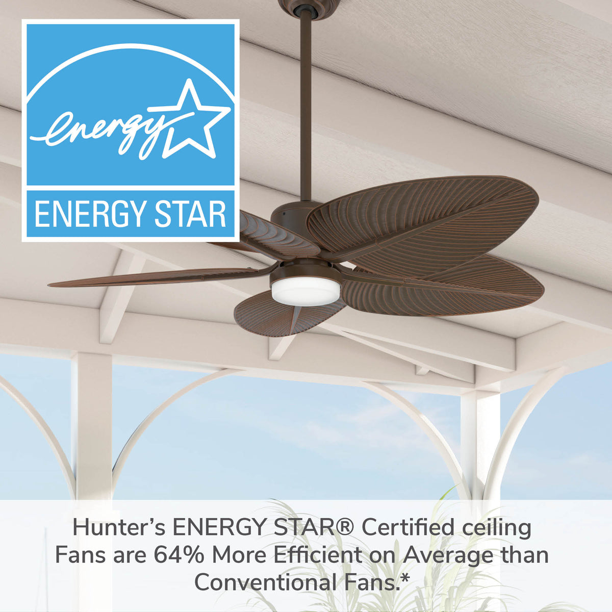 Casablanca 52 inch Coveview ENERGY STAR® Matte Bronze Damp Rated Ceiling Fan with LED Light Kit and Wall Control and Handheld Remote