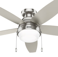 52 inch Lilliana Brushed Nickel Low Profile Ceiling Fan with LED Light Kit and Pull Chain