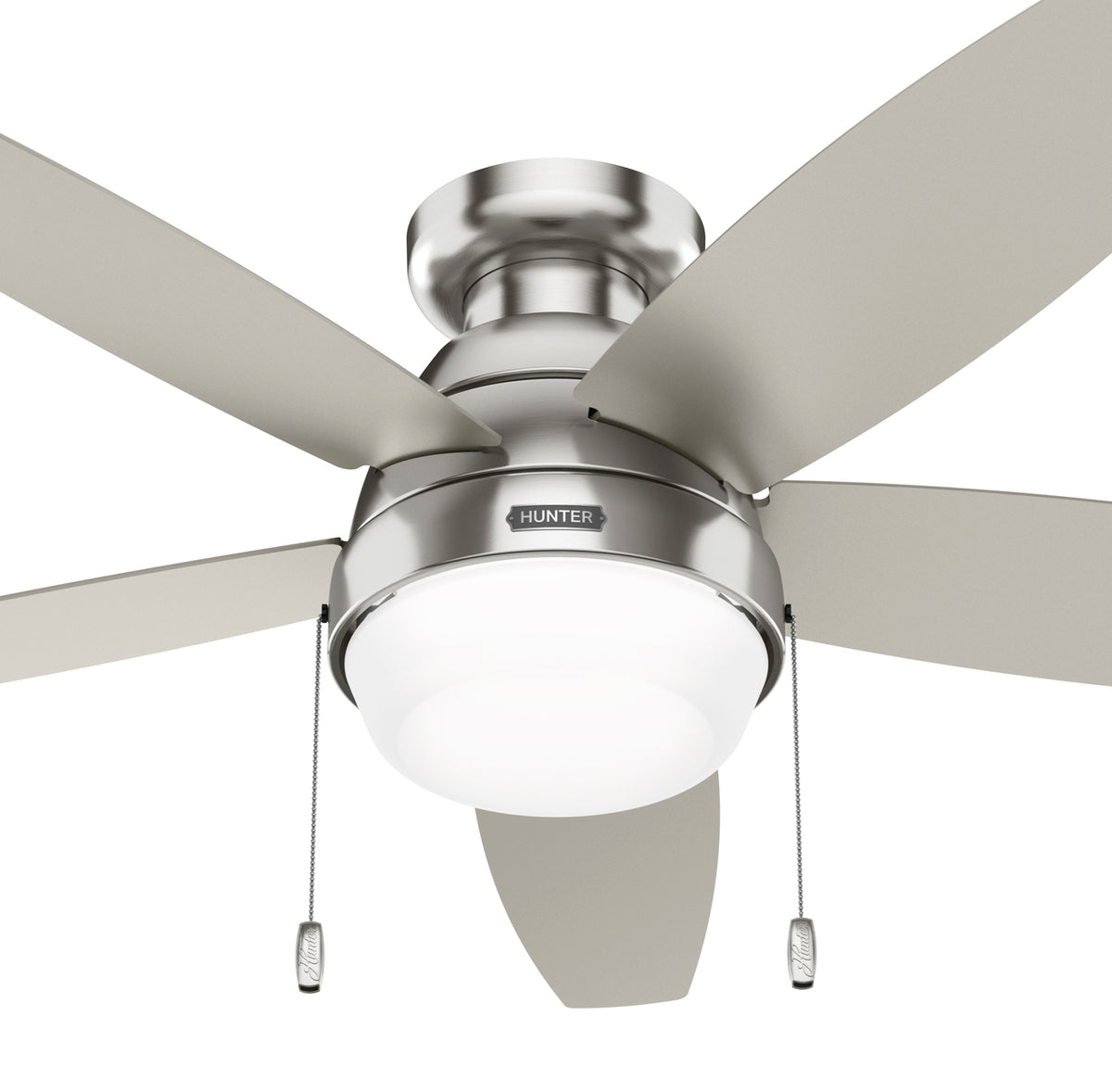 52 inch Lilliana Brushed Nickel Low Profile Ceiling Fan with LED Light Kit and Pull Chain
