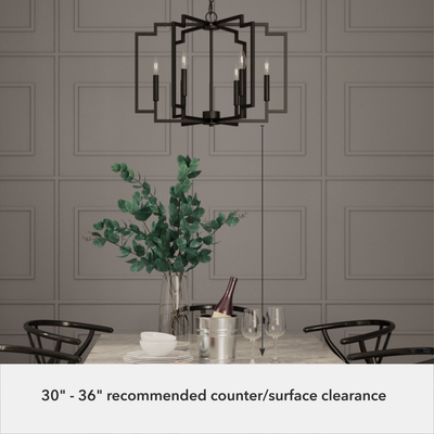 Zoanne 24-inch 6-light Matte Black Lantern Chandelier