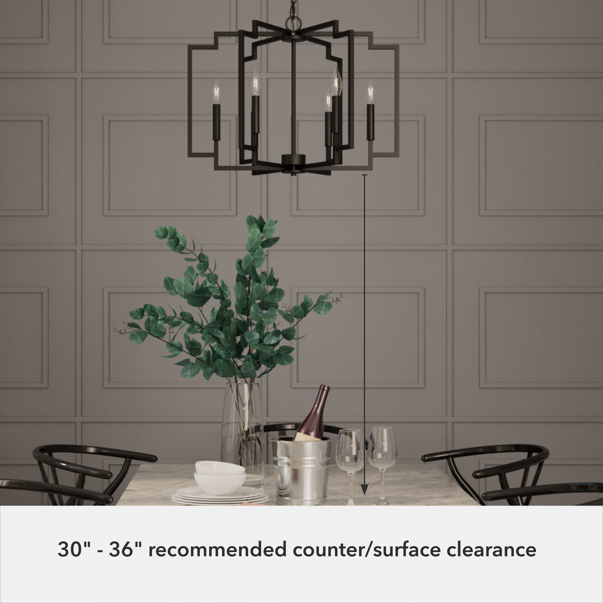 Zoanne 24-inch 6-light Matte Black Lantern Chandelier