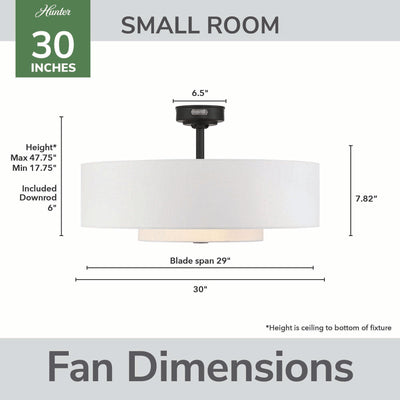 30 inch Brookside Matte Black Ceiling Fan with LED Light Kit and Handheld Remote