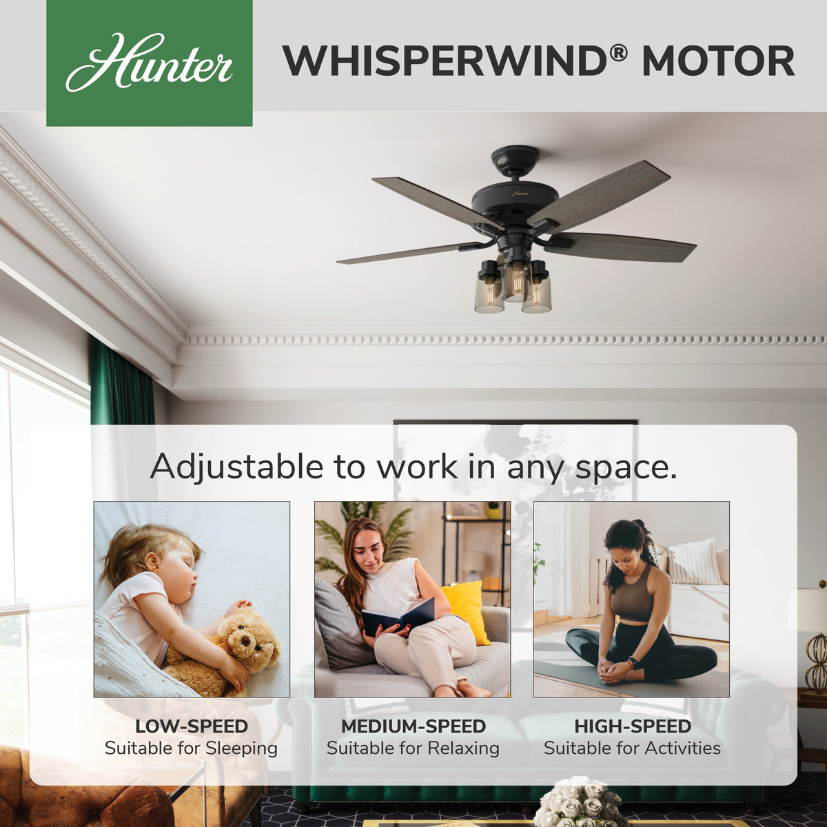 52 inch Bennett Matte Black Ceiling Fan with LED Light Kit and Handheld