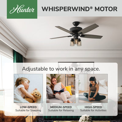 52 inch Bennett Matte Black Ceiling Fan with LED Light Kit and Handheld