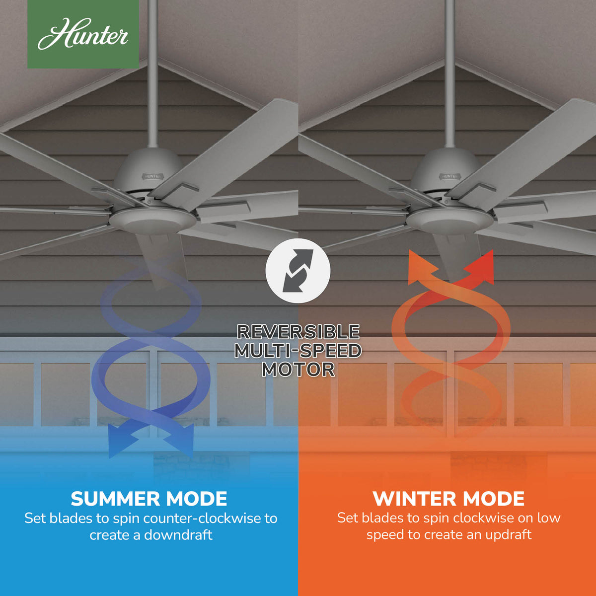 60 inch Downtown ENERGY STAR® Matte Silver Damp Rated Ceiling Fan and Wall Control