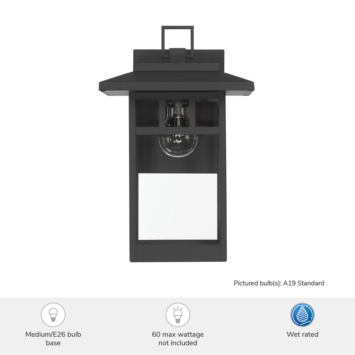 Yancy House 14-inch 1-light Matte Black Outdoor Wall Light with Clear Glass