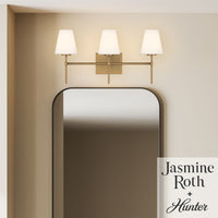 Camelia Stem 24-inch 3-light Luxe Gold and Cased White Glass Vanity Light with Cased White Glass