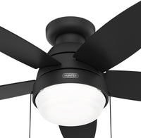 44 inch Lilliana Matte Black Low Profile Ceiling Fan with LED Light Kit and Pull Chain