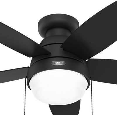 44 inch Lilliana Matte Black Low Profile Ceiling Fan with LED Light Kit and Pull Chain