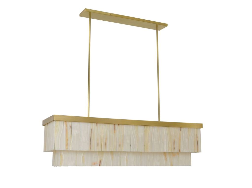 Elora 7 Light Brass Pendant Light with Jade Stone