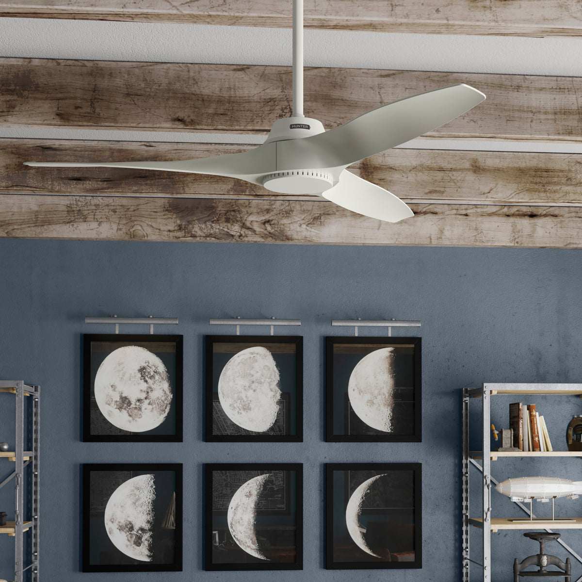 52 inch Mosley Fresh White Damp Rated Ceiling Fan and Wall Control
