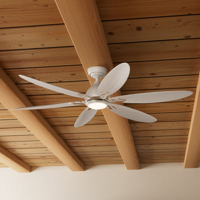 Casablanca 60 inch Azalea ENERGY STAR® Fresh White Damp Rated Ceiling Fan with LED Light Kit and Wall Control and Handheld Remote
