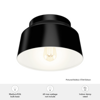 Cranbrook 11.5-inch 1-light Matte Black Flush Mount Ceiling Light with Metal Shade