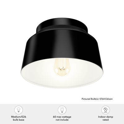 Cranbrook 11.5-inch 1-light Matte Black Flush Mount Ceiling Light with Metal Shade