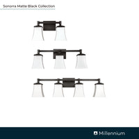 24'' Sonorra Matte Black 3 Light Bath Vanity