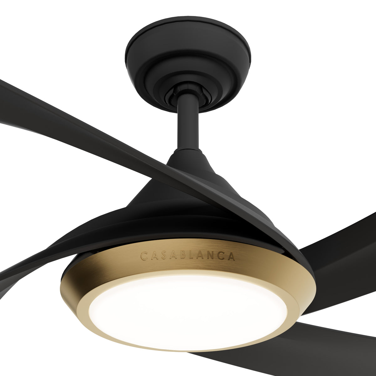 Casablanca 52 inch Vespucci ENERGY STAR® Matte Black Damp Rated Ceiling Fan with LED Light Kit and Wall Control and Handheld Remote