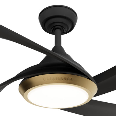 Casablanca 52 inch Vespucci ENERGY STAR® Matte Black Damp Rated Ceiling Fan with LED Light Kit and Wall Control and Handheld Remote