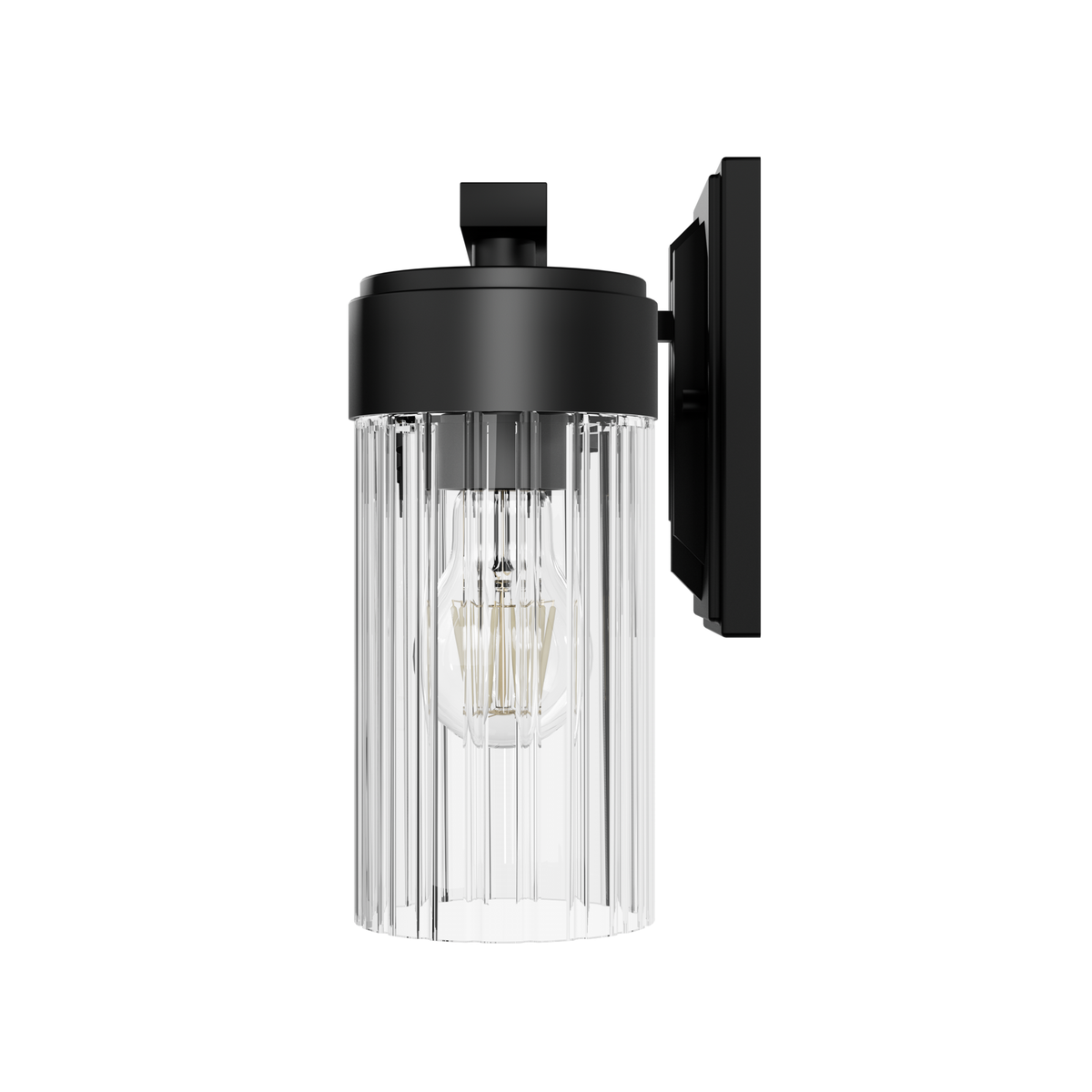 Gatz 31.5-inch 4-light Matte Black Vanity Light with Clear Fluted Glass