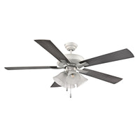 52 Inch Calivane AC Matte White Indoor Ceiling Fan 5-Blade 4 Lights Reversible