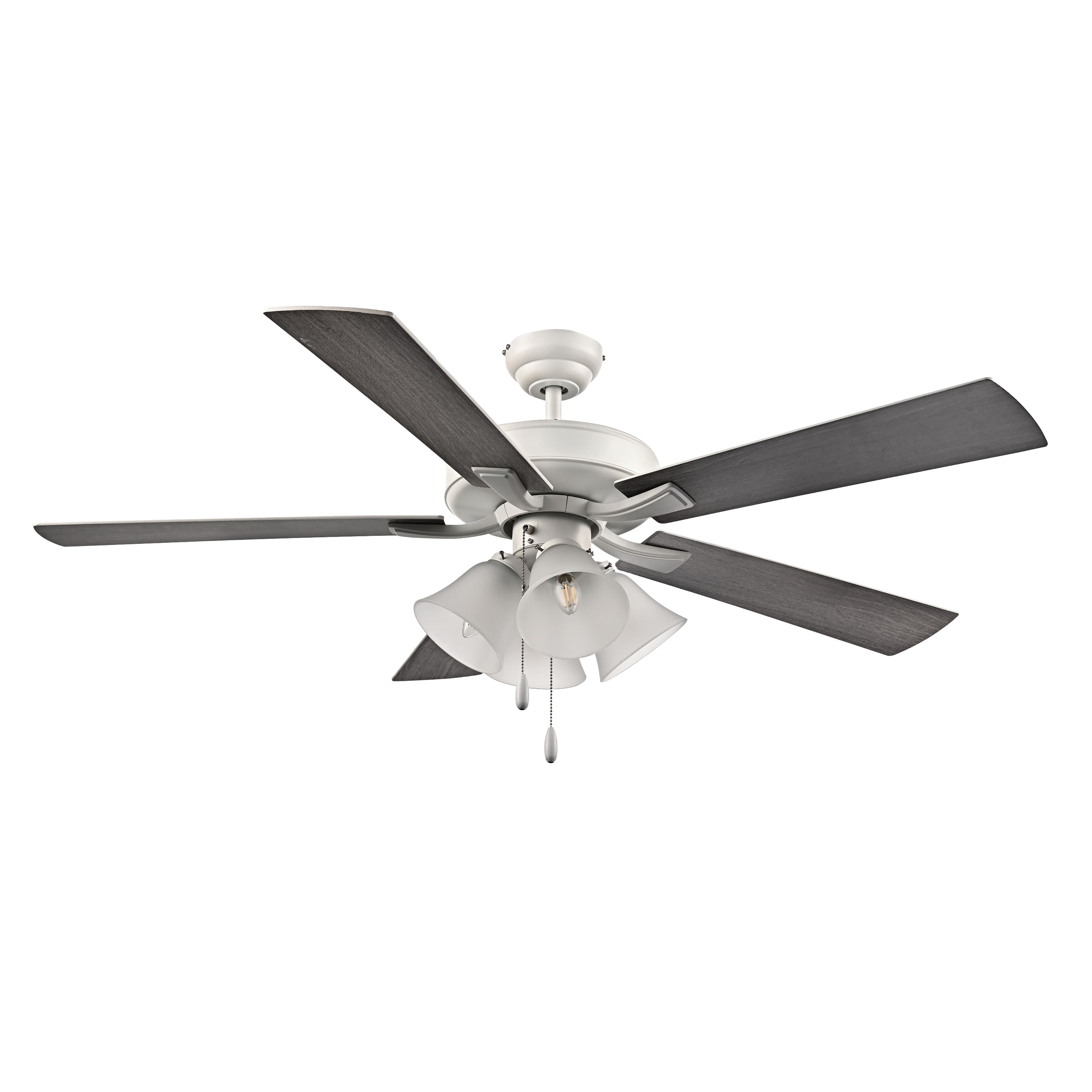 52 Inch Calivane AC Matte White Indoor Ceiling Fan 5-Blade 4 Lights Reversible