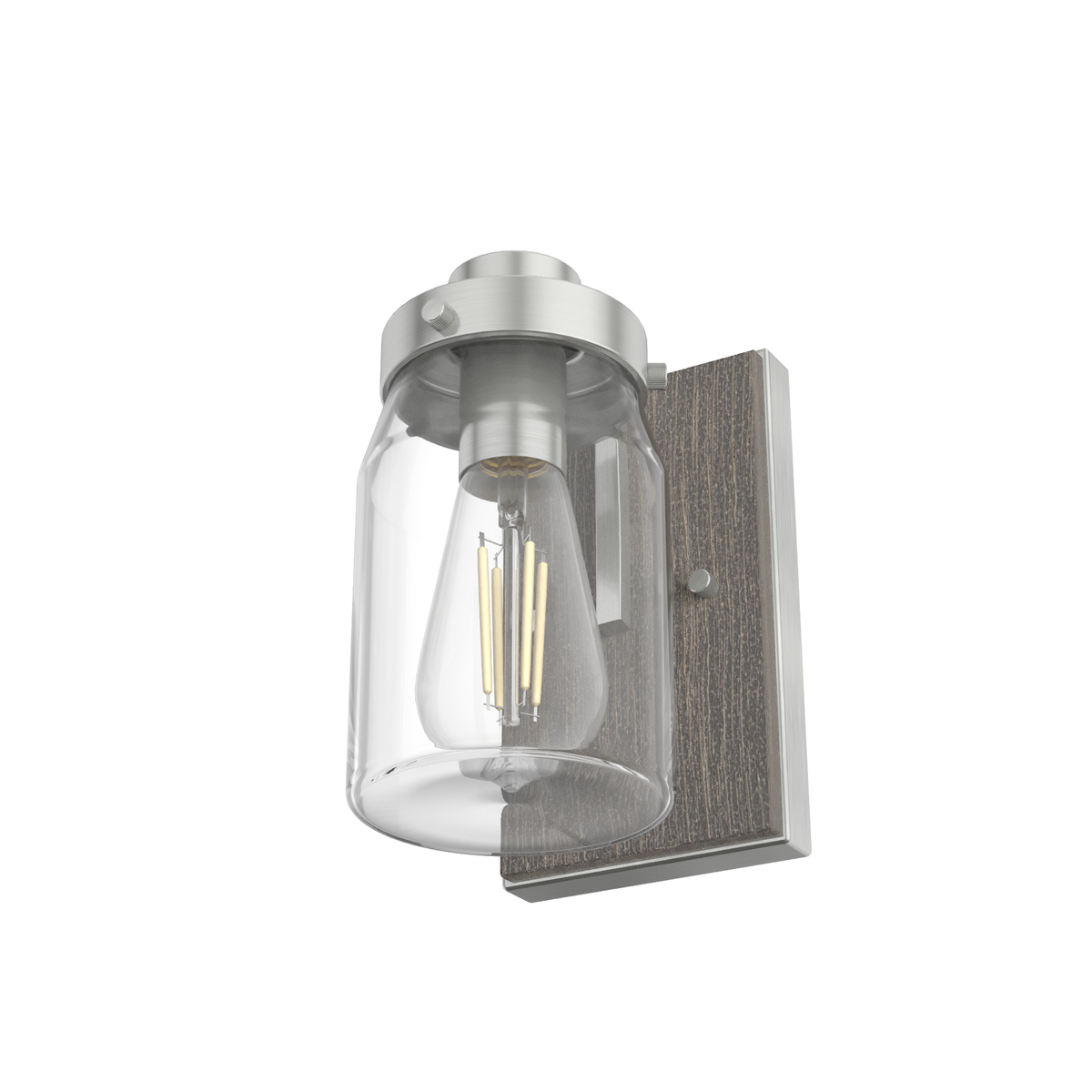 Devon Park 8.5-inch 1-light Brushed Nickel and Grey Wood Wall Sconce with Clear Glass