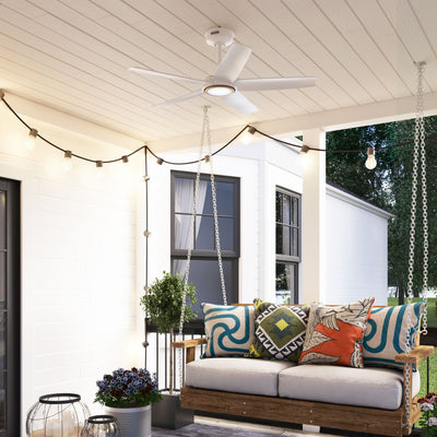 44 inch Zentech Wi-Fi ENERGY STAR® Fresh White LED Damp Rated Ceiling Fan Handheld Remote