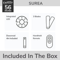 Casablanca 56 inch Surea ENERGY STAR® Matte Black Damp Rated Ceiling Fan with LED Light Kit and Wall Control and Handheld Remote