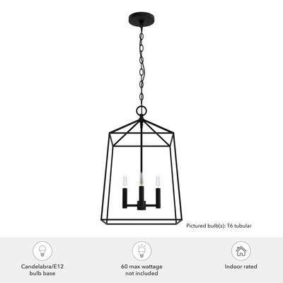 Fair Oaks 13-inch 4-light Matte Black Lantern Pendant