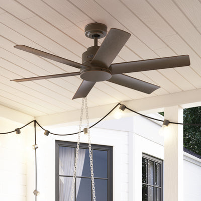 52 inch Kennicott Matte Bronze Damp Rated Ceiling Fan and Wall Control